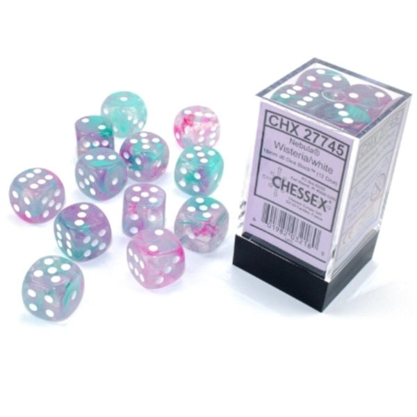 Nebula Wisteria/white Luminary 16mm d6 Dice Block (12 dice)