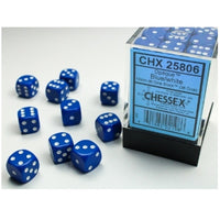 Opaque Blue/white 12mm d6 Dice Block (36 dice)