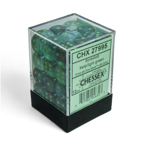 Borealis 12mm D6 Dice Block - Kelp (36 dice)