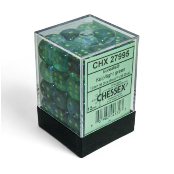 Borealis 12mm D6 Dice Block - Kelp/Light Green