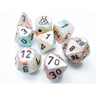 Lustrous Polyhedral Sea Shell/black Luminary™ 7-Die Set (with bonus die)