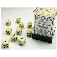 Opaque Ivory/black 12mm d6 Dice Block (36 dice)