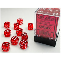 Translucent Red/white 12mm d6 Dice Block (36 dice)
