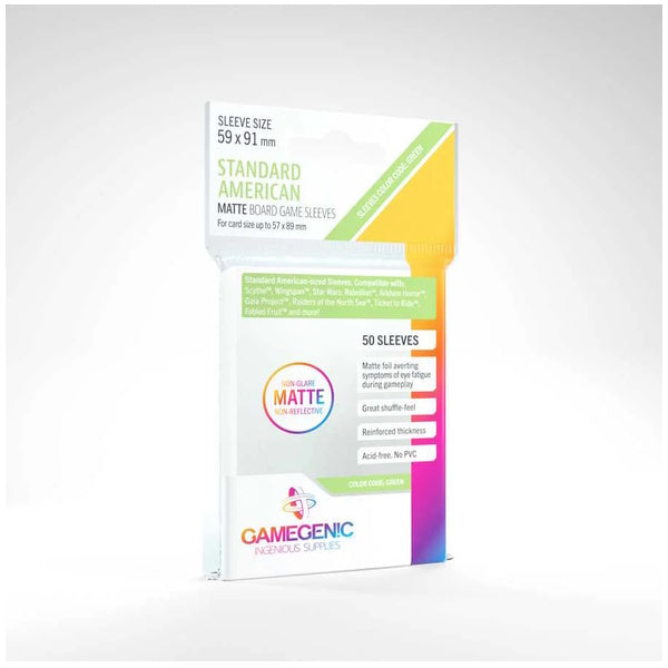 Gamegenic MATTE Standard American- Sized Boardgame Sleeves: 59 x 91 mm (50)