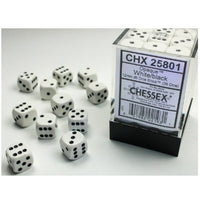 Opaque White/black 12mm d6 Dice Block (36 dice)