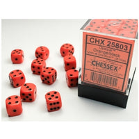 Opaque Orange/black 12mm d6 Dice Block (36 dice)