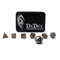 Uncommon Dragon, Solid Metal RPG Dice Set - Orange Chromatic Dragon