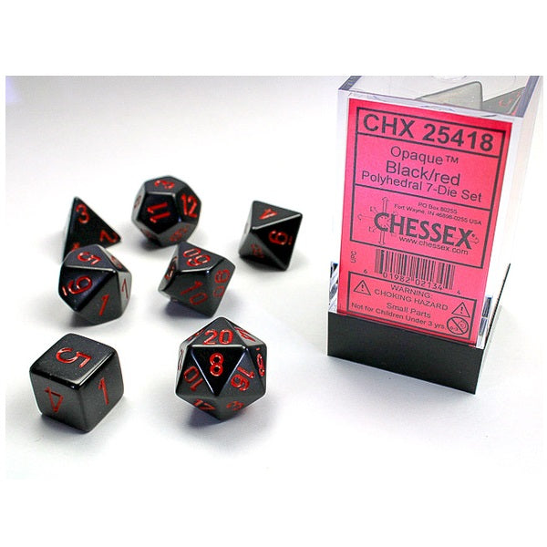 Opaque Poly 7 Set: Black/Red