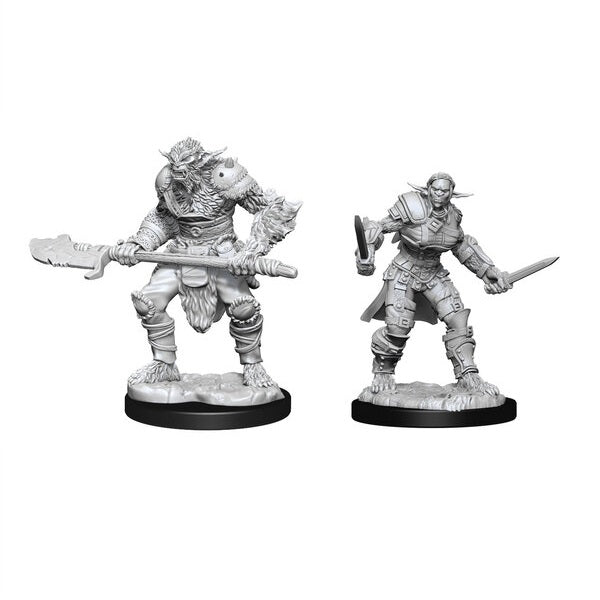 Bugbear Barbarian Male & Bugbear Rogue Female: Nolzur's Marvelous Unpainted Miniatures