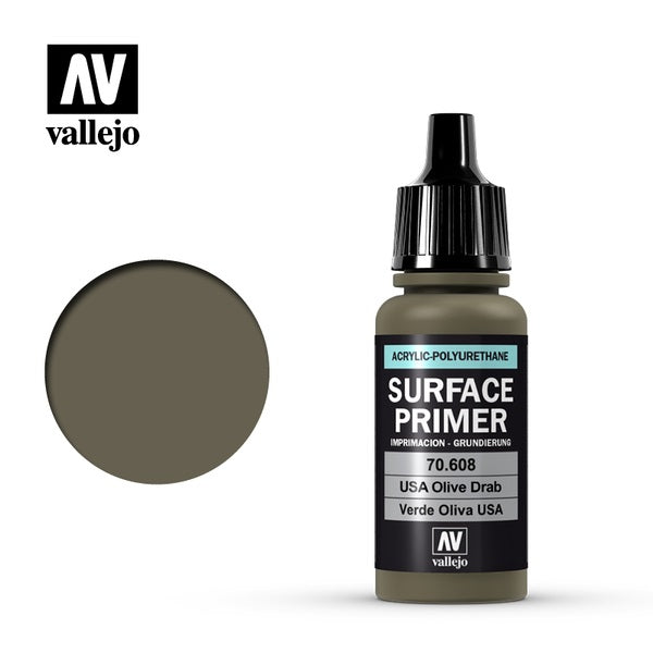 Vallejo Acrylic Polyurethane - Primer US Olive Drab 17ml 70.608