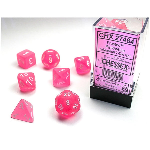 Poly 7 Set: Frosted Polyheral Pink/white